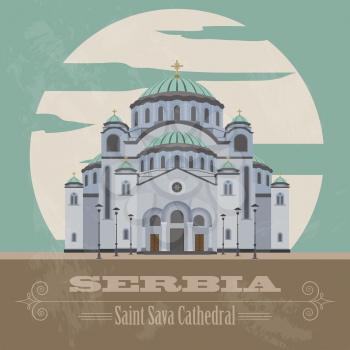 Serbia landmarks. Retro styled image. Vector illustration