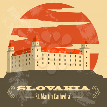 Slovakia landmarks. Retro styled image. Vector illustration
