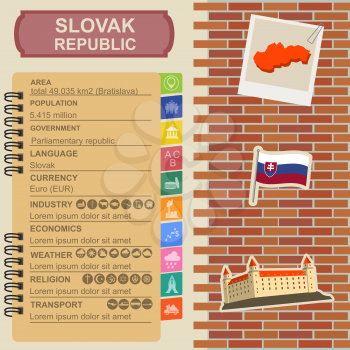 Slovakia infographics, statistical data, sights. Vector illustration