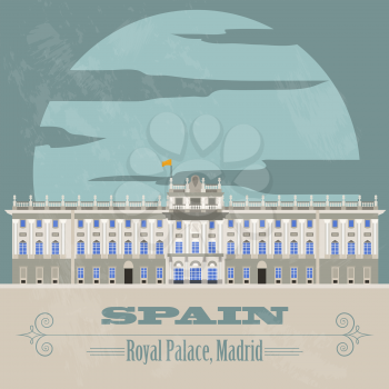 Spain landmarks. Retro styled image. Vector illustration