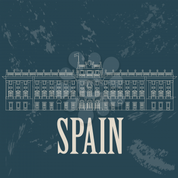 Spain landmarks. Retro styled image. Vector illustration