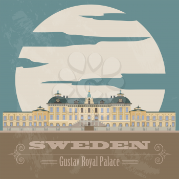 Sweden landmarks. Retro styled image. Vector illustration