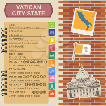 Vatican infographics, statistical data, sights. Vector illustration