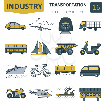 Transportation icon set. Thin line design. Vector illustration