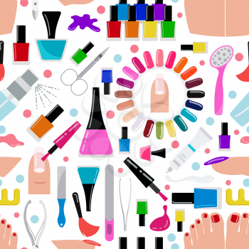 Manicure, nail salon. Seamless pattern. Vector illustration
