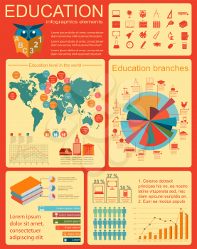 Education school infographics. Set elements for creating your own infographics. Vector illustration