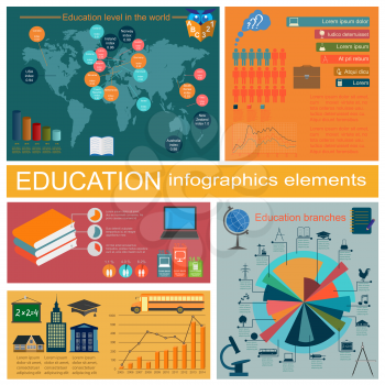Education school infographics. Set elements for creating your own infographics. Vector illustration