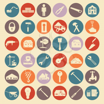 Set of house repair tools icons. Vector illustration
