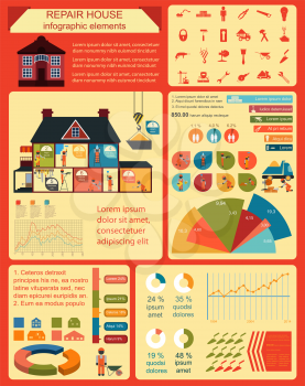 House repair infographic, set elements. Vector illustration