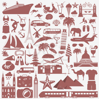 Travel. Vacations. Beach resort set icons. Elements for creating your own infographics. Vector illustrations