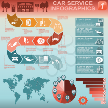 Car service, repair Infographics. Vector illustration