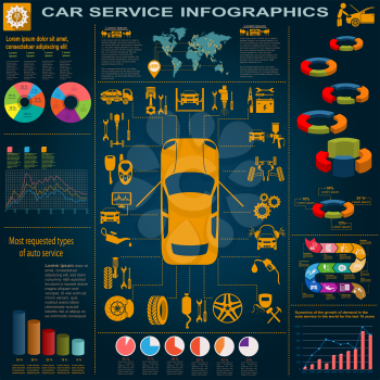 Car service, auto repair Infographics. Vector illustration