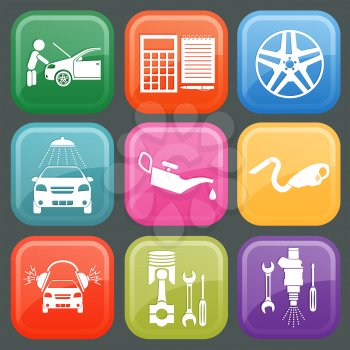 Set of car service icons. Vector illustration