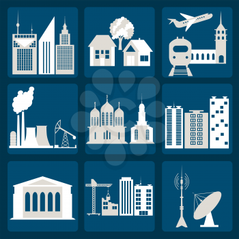 Set of icons infrastructure city, vector illustration