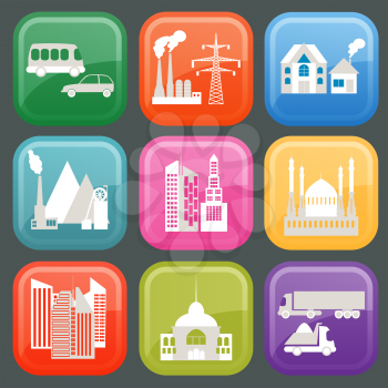 Set of icons infrastructure city, vector illustration