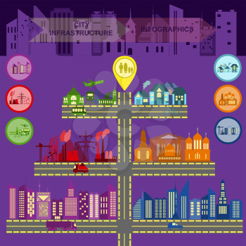 Set of elements infrastructure city, vector infographics. Illustration
