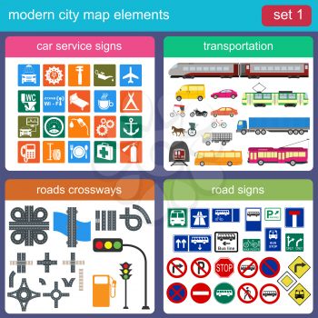 Modern city map elements for generating your own infographics, maps. Vector illustration