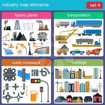 Industry map elements for generating your own infographics, maps. Vector illustration