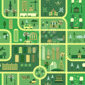 City map seamless pattern. Vector illustration