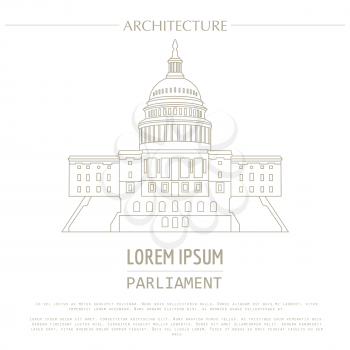 Cityscape graphic template. Modern city architecture. Vector illustration of Parliament building. City constructor. Template with place for text. Outline version