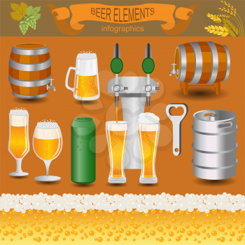Beer infographics, set elements, for creating your own infographics. Vector illustration