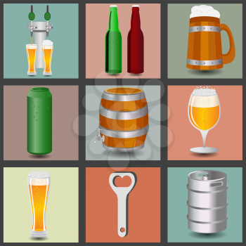 Set icons beer equipment, for creating your own infographics. Vector illustration