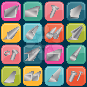 Set of metal profiles icons. Vector illustration