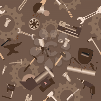 Metal work tools background. Seamless, pattern. Vector illustration
