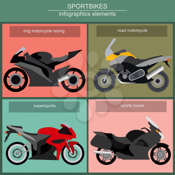 Set of elements sportbikes for creating your own infographics or maps. Vector illustration