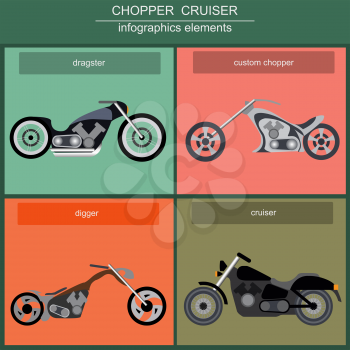 Set of elements choppers, cruisers for creating your own infographics or maps