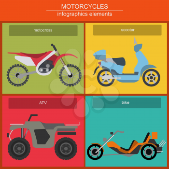 Set of elements choppers, cruisers for creating your own infographics or maps