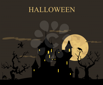 Halloween holiday graphic template. Flat icons. Vector illustration