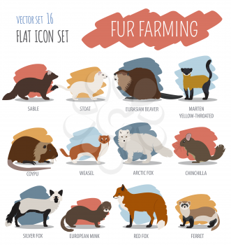 Fur farming. Flat design. Vector illustration