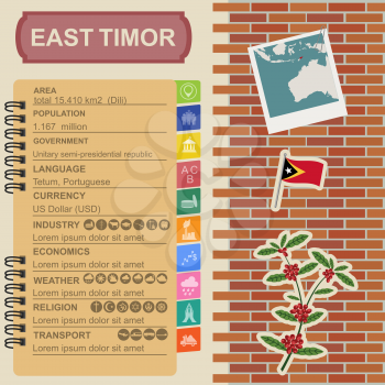 East Timor  infographics, statistical data, sights. Vector illustration