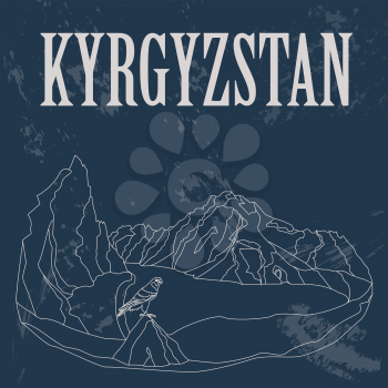 Kyrgyzstan. Retro styled image. Vector illustration