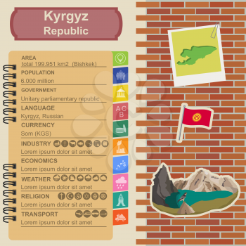 Kyrgyzstan infographics, statistical data, sights. Vector illustration