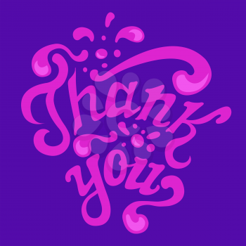 Thank You hand drawn lettering, calligraphy, greeting card template. Vector illustration.