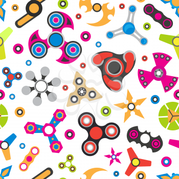 Hand spinner. Fidget toy for increased focus, stress relief. Seamless pattern. Vector illustration