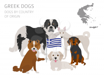 Dogs by country of origin. Greek dog breeds. Infographic template. Vector illustration