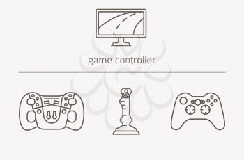 Game controller thin line icons. Vector illustration