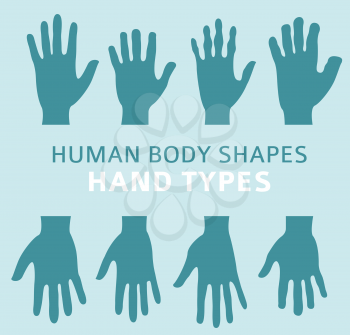 Human body shapes. Hand types icon set. Vector illustration