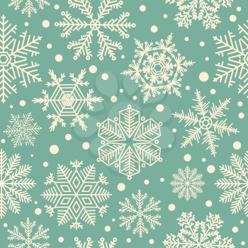 Snowflake seamless pattern. Vintage winter background. Christmas collection. Vector illustration