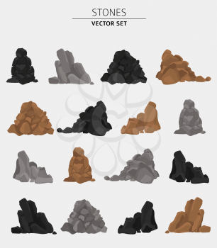 Garden stones, rock graphic elements. Flat design. Vector illustration
