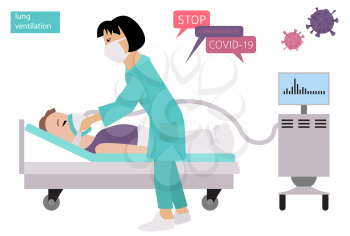 Lung ventilation. Quarantine, stop coronavirus epidemic design concept. Vector illustration