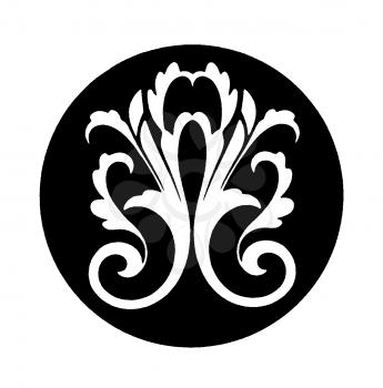 Royalty Free Clipart Image of a Victorian Design in a Black Circle
