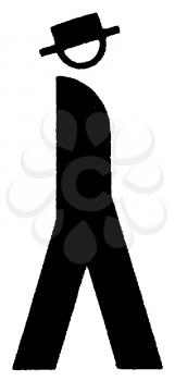 Royalty Free Clipart Image of a Walking Man From the Side
