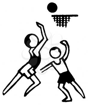 Royalty Free Clipart Image of a Basketball Game