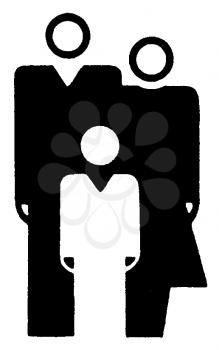 Royalty Free Clipart Image of a Family With One Child