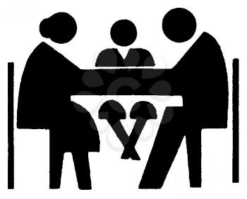Royalty Free Clipart Image of a Family Praying