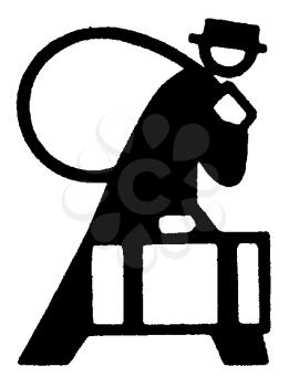 Royalty Free Clipart Image of a Man Carrying a Case and a Sack